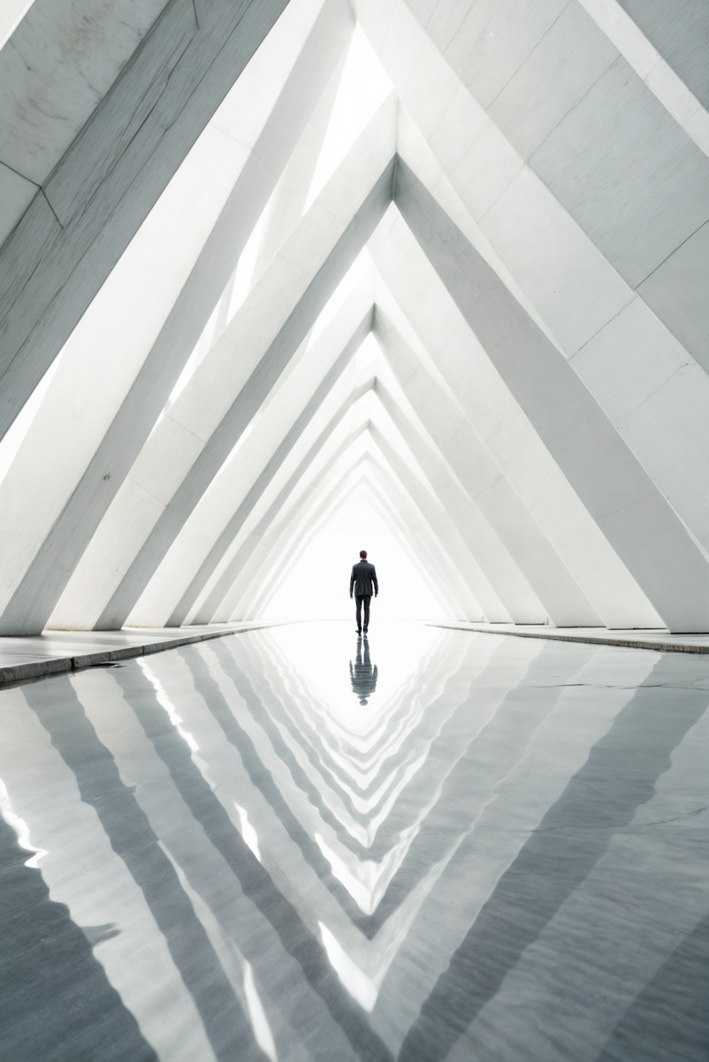 Person walking through a hallway